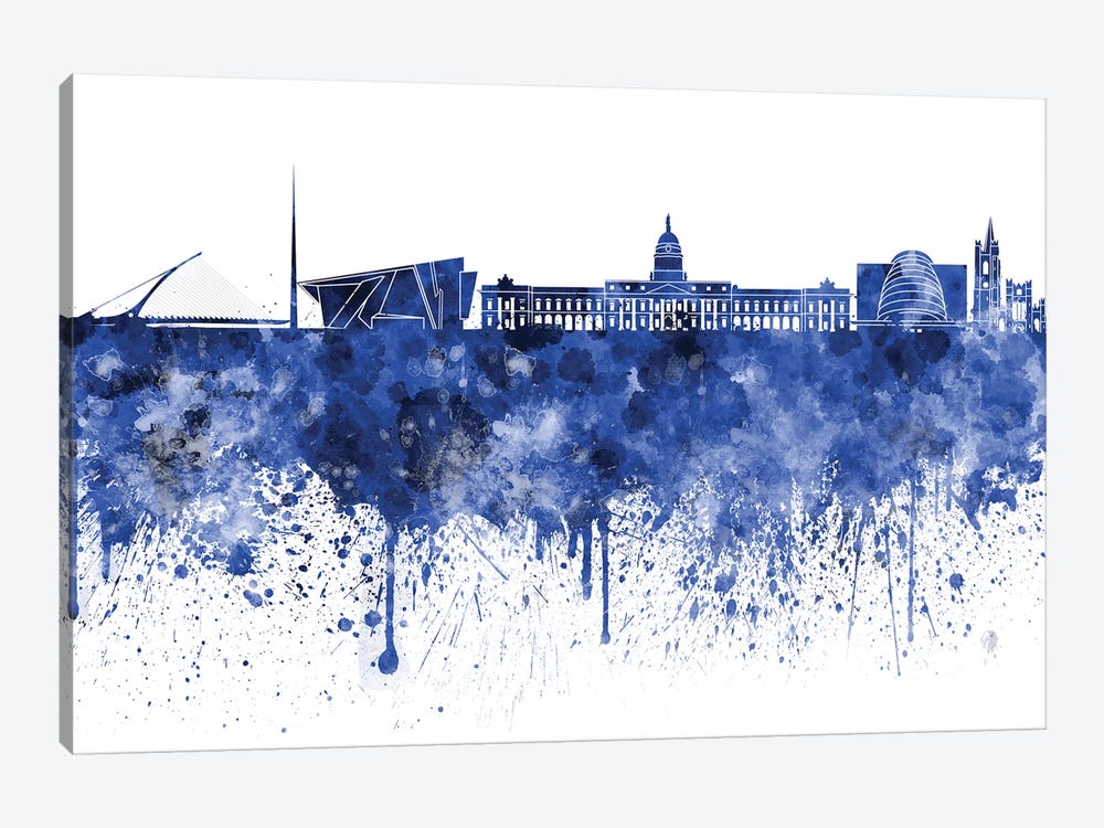 Dublin Skyline In Blue by Paul Rommer 1-piece Canvas Artwork