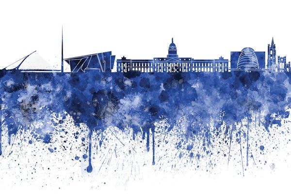 Dublin: Dublin Skyline In Blue by Paul Rommer