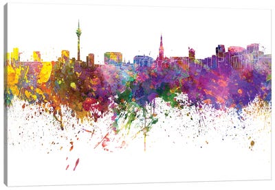 Dusseldorf Skyline In Watercolor V-II Canvas Art Print
