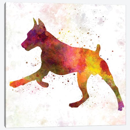 German Pinscher In Watercolor II Canvas Print #PUR280} by Paul Rommer Canvas Artwork