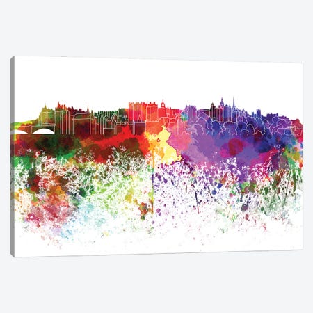 Edinburgh Skyline In Watercolor V-III Canvas Print #PUR2812} by Paul Rommer Art Print