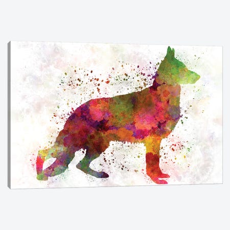 German Sherpherd Dog In Watercolor Canvas Print #PUR281} by Paul Rommer Canvas Wall Art
