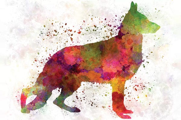Paul Rommer: German Sherpherd Dog In Watercolor by Paul Rommer