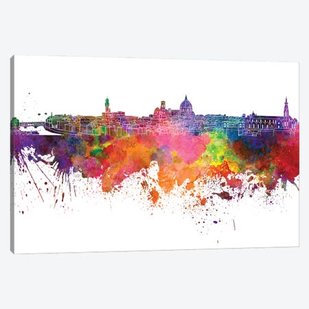 Florence Skyline In Watercolor V-II Canvas Print #PUR2825} by Paul Rommer Canvas Art Print