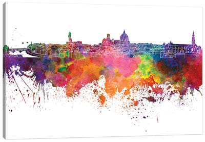 Florence Skyline In Watercolor V-II Canvas Art Print - Florence Art