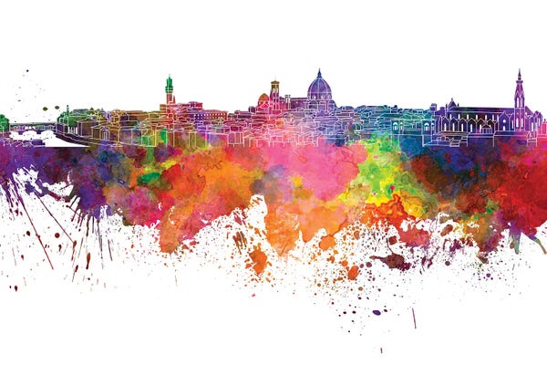 Florence: Florence Skyline In Watercolor V-II by Paul Rommer
