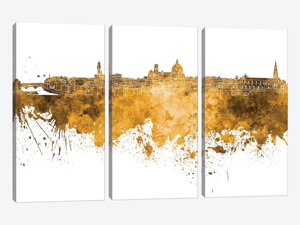 Florence Skyline In Yellow 3-piece Canvas Print