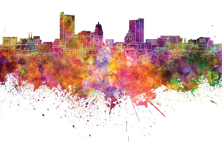 Fort Wayne Skyline Watercolor V-II by Paul Rommer wall art