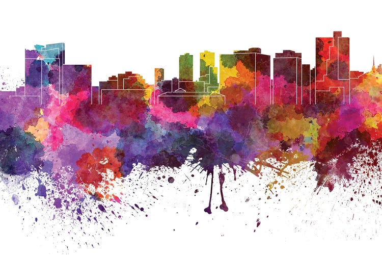 Fort Worth Skyline In Watercolor V-II