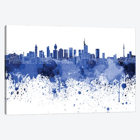 Frankfurt Skyline In Blue Canvas Print #PUR2838} by Paul Rommer Canvas Print