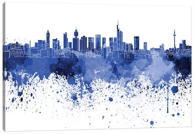 Frankfurt Skyline In Blue Canvas Art Print - Frankfurt
