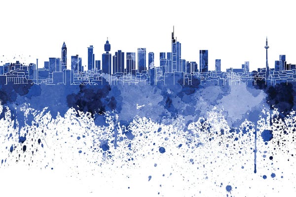 Frankfurt: Frankfurt Skyline In Blue by Paul Rommer