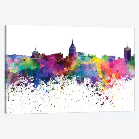 Fresno Skyline In Watercolor V-II Canvas Print #PUR2841} by Paul Rommer Canvas Art