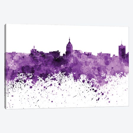 Fresno Skyline In Lilac Canvas Print #PUR2843} by Paul Rommer Canvas Artwork