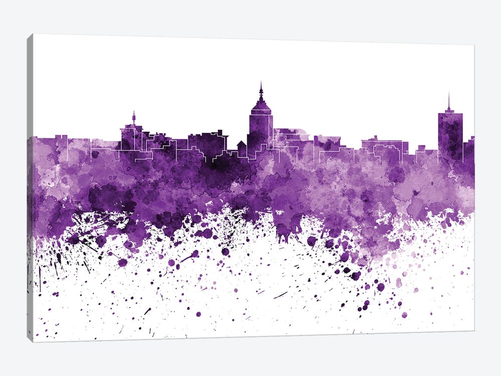 Fresno Skyline In Lilac by Paul Rommer 1-piece Canvas Wall Art