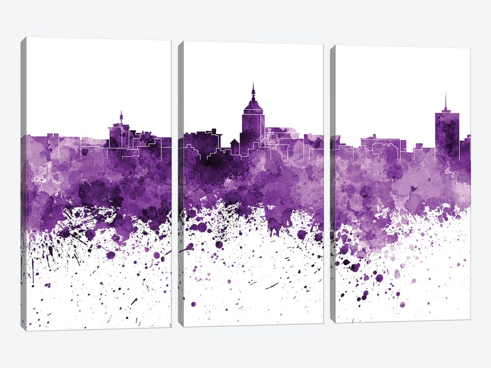 Fresno Skyline In Lilac by Paul Rommer 3-piece Canvas Art