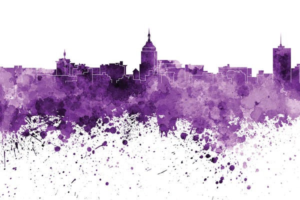 Fresno: Fresno Skyline In Lilac by Paul Rommer