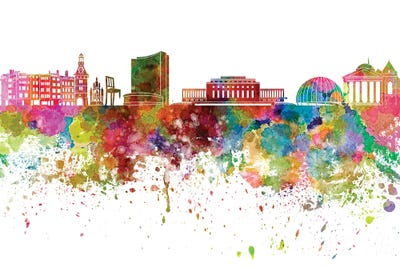 Geneva Skyline In Watercolor V-II by Paul Rommer canvas print