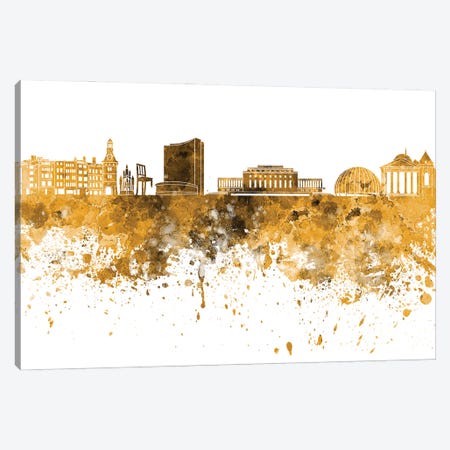 Geneva Skyline In Yellow Canvas Print #PUR2848} by Paul Rommer Canvas Artwork