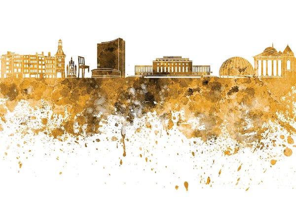 Geneva: Geneva Skyline In Yellow by Paul Rommer