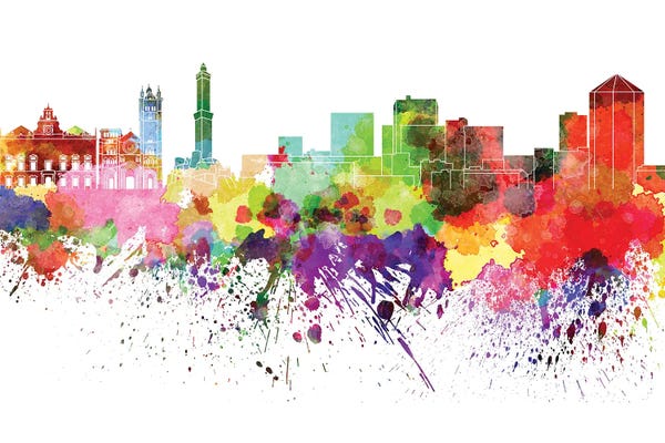 Liguria: Genoa Skyline In Watercolor V-II by Paul Rommer