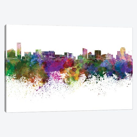 Grand Rapids Skyline In Watercolor V-II Canvas Print #PUR2865} by Paul Rommer Canvas Art Print