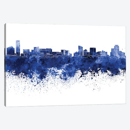 Grand Rapids Skyline In Blue Canvas Print #PUR2866} by Paul Rommer Art Print