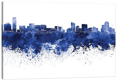 Grand Rapids Skyline In Blue Canvas Art Print - Michigan Art
