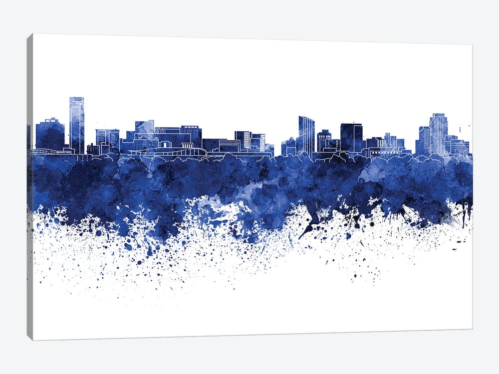 Grand Rapids Skyline In Blue by Paul Rommer 1-piece Canvas Print