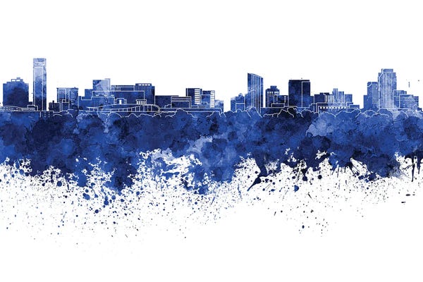 Michigan: Grand Rapids Skyline In Blue by Paul Rommer