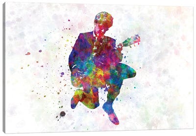 Guitarist In Concert Watercolor Canvas Art Print - Musician Art