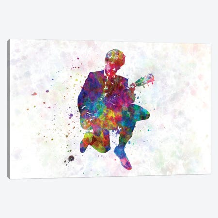 Guitarist In Concert Watercolor Canvas Print #PUR2873} by Paul Rommer Canvas Print