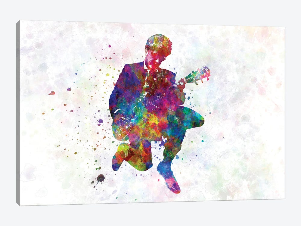 Guitarist In Concert Watercolor by Paul Rommer 1-piece Art Print