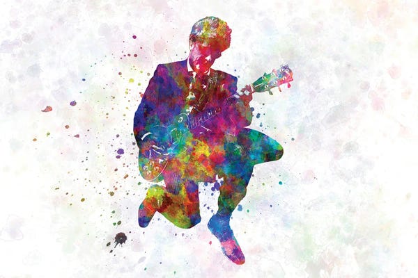 Musician: Guitarist In Concert Watercolor by Paul Rommer