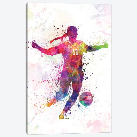 Girl Playing Soccer Silhouette I Canvas Print #PUR287} by Paul Rommer Canvas Print