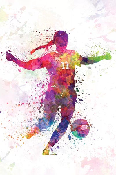 Paul Rommer: Girl Playing Soccer Silhouette I by Paul Rommer