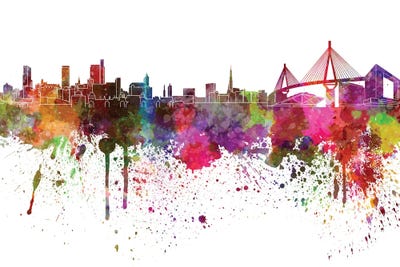 Hamburg Skyline In Watercolor V-II by Paul Rommer canvas print