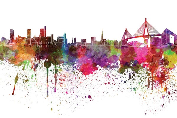 Hamburg: Hamburg Skyline In Watercolor V-II by Paul Rommer