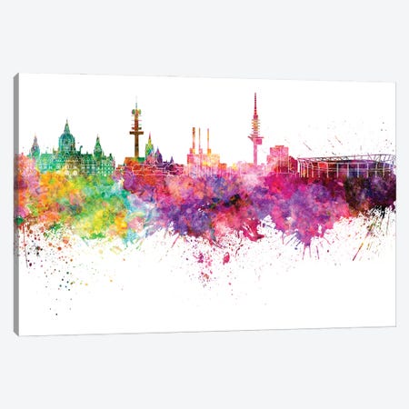 Hannover Skyline In Watercolor V-II Canvas Print #PUR2889} by Paul Rommer Canvas Art