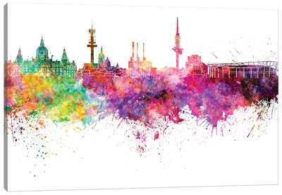 Hannover Skyline In Watercolor V-II Canvas Art Print