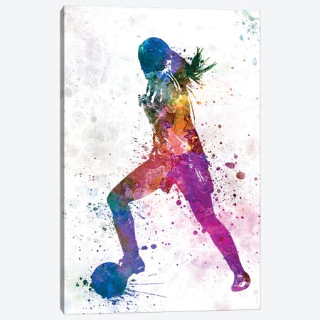 Girl Playing Soccer Silhouette II Canvas Print #PUR288} by Paul Rommer Canvas Artwork