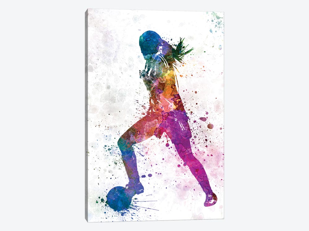 Girl Playing Soccer Silhouette II by Paul Rommer 1-piece Canvas Art