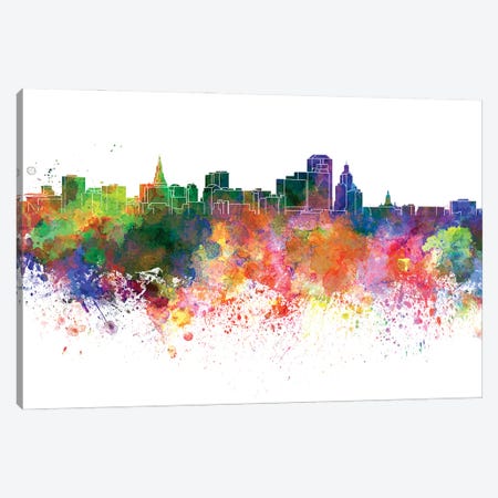 Hartford Skyline In Watercolor V-II Canvas Print #PUR2893} by Paul Rommer Canvas Print