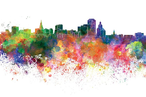 Connecticut: Hartford Skyline In Watercolor V-II by Paul Rommer