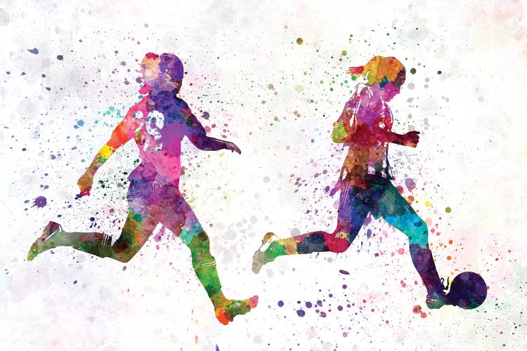 Girl Playing Soccer Silhouette III by Paul Rommer wall art