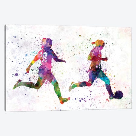 Girl Playing Soccer Silhouette III Canvas Print #PUR289} by Paul Rommer Canvas Wall Art
