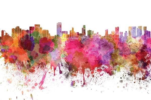 Honolulu: Honolulu Skyline In Watercolor V-II by Paul Rommer