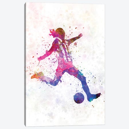 Girl Playing Soccer Silhouette IV Canvas Print #PUR290} by Paul Rommer Canvas Print