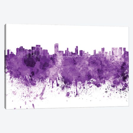 Honolulu Skyline In Lilac Canvas Print #PUR2911} by Paul Rommer Canvas Artwork