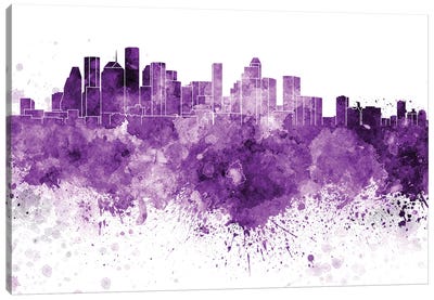Houston Skyline In Lilac Canvas Art Print - Paul Rommer